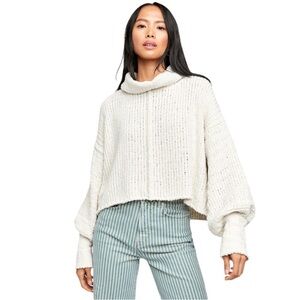 Free People Ivory Be Yours Cowl Neck Knit Sweater - M